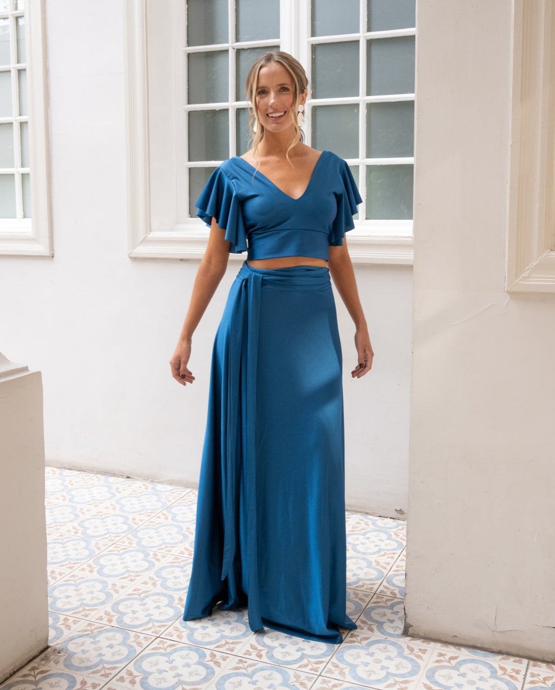 Conjunto Fiesta Isa Lycra Dupont Turquesa Oscuro