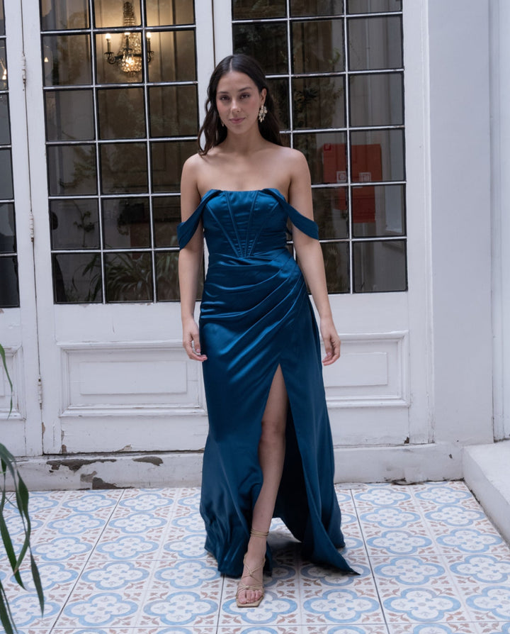 Vestido de Fiesta Mera Corset Turquesa Oscuro