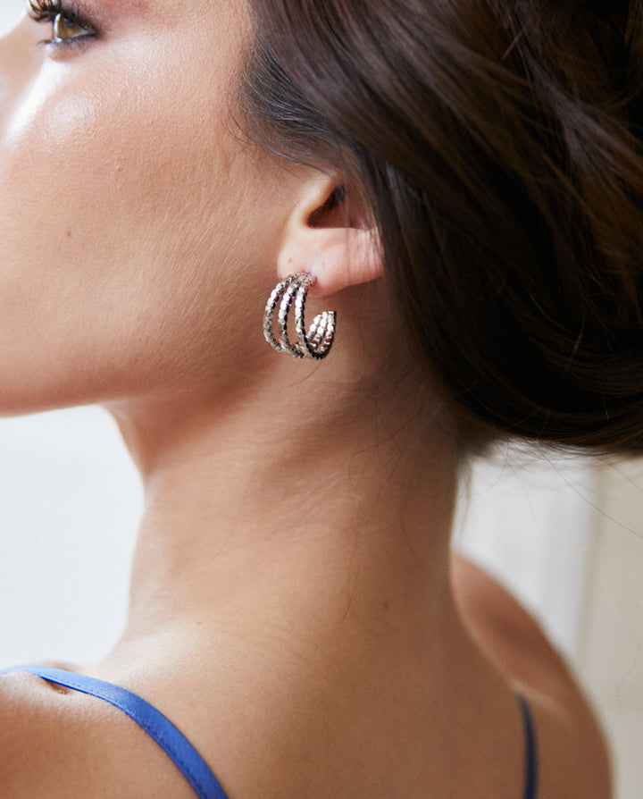 Aros Celeste Plateado