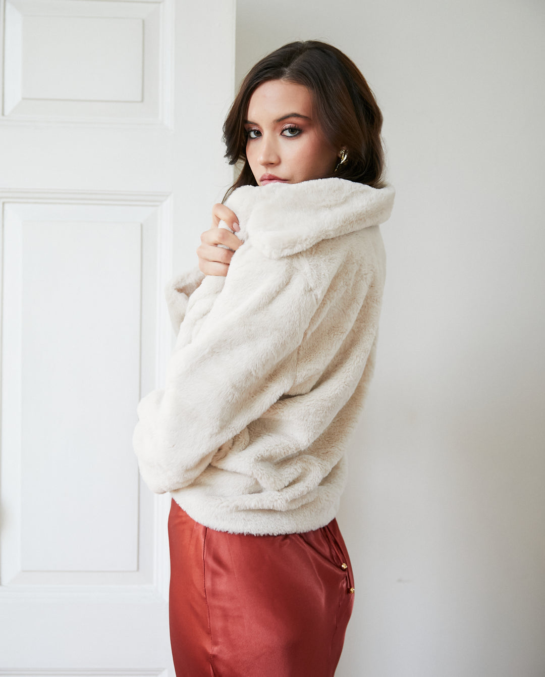 Peludo Renata con Botones Marmoleados Champagne