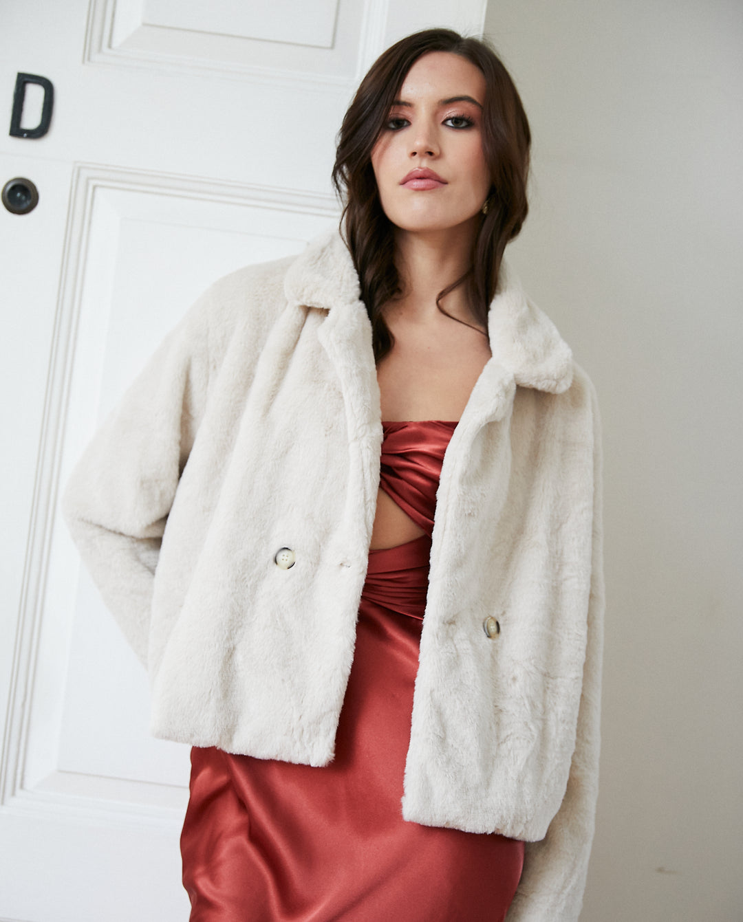 Peludo Renata con Botones Marmoleados Champagne