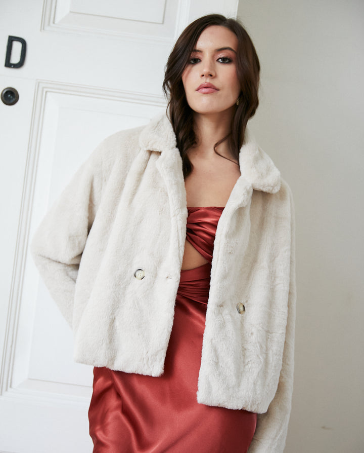 Peludo Renata con Botones Marmoleados Champagne