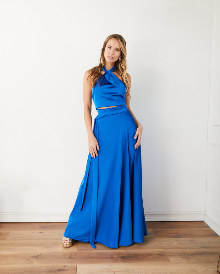 Conjunto Lucia Seda Azul Royal