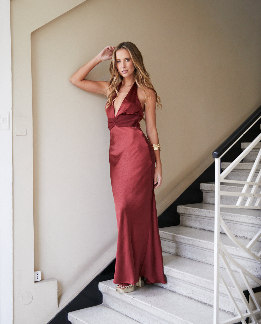 Vestido Largo de Fiesta Nala Burdeo