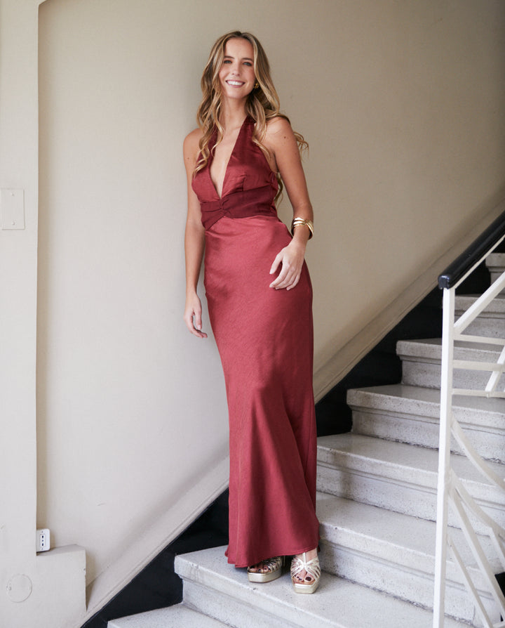 Vestido Largo de Fiesta Nala Burdeo