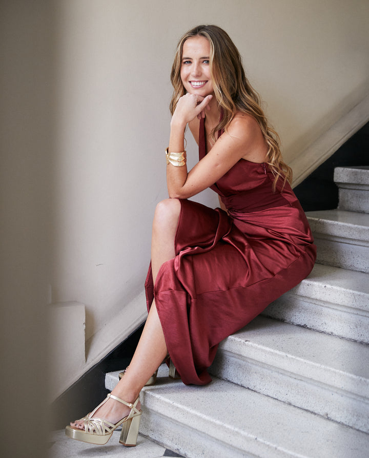 Vestido Largo de Fiesta Nala Burdeo