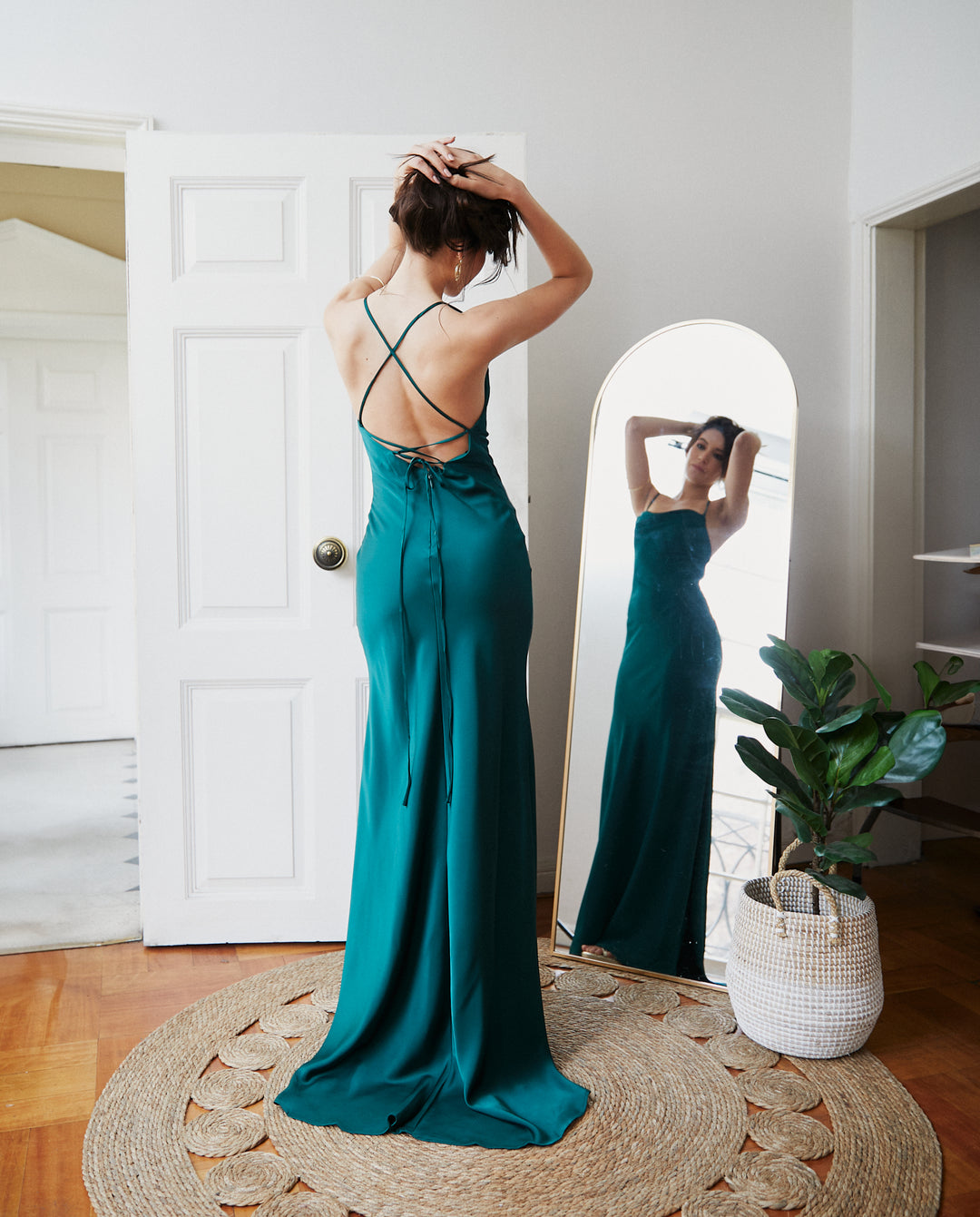 Vestido Largo de Fiesta Alina Verde Oscuro