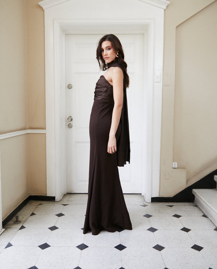 Vestido Largo de Fiesta Alicante Chocolate