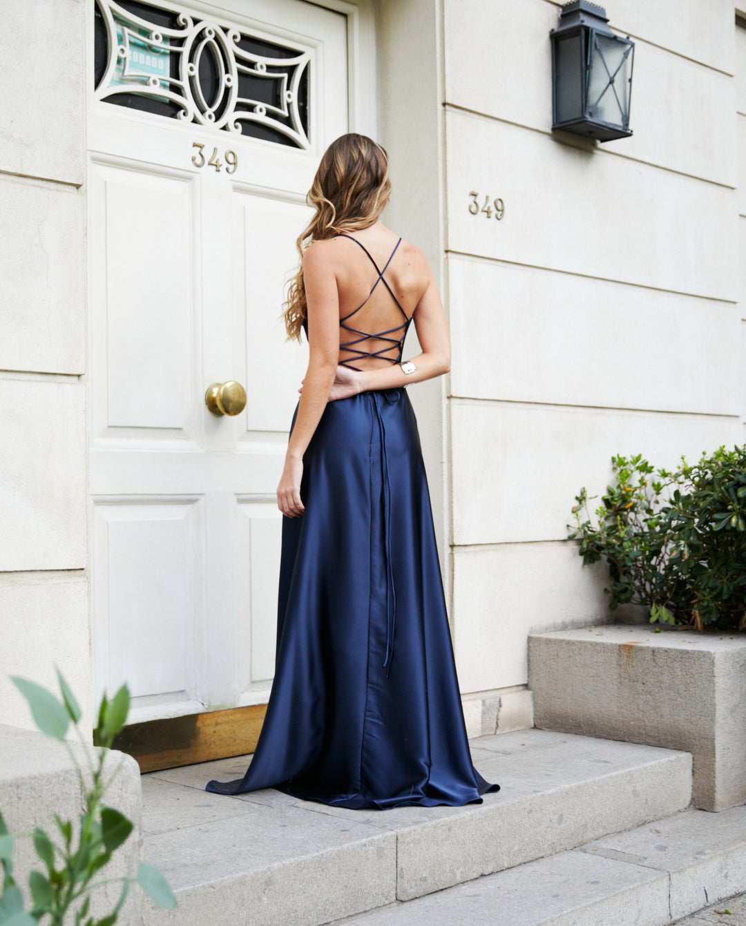 Vestido Largo de Fiesta Laureta Azul Oscuro