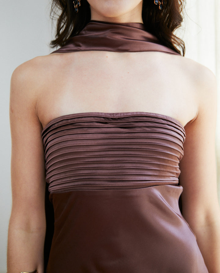 Vestido Largo de Fiesta Uma Chocolate