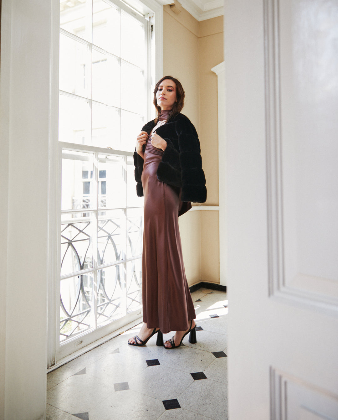 Vestido Largo de Fiesta Uma Chocolate