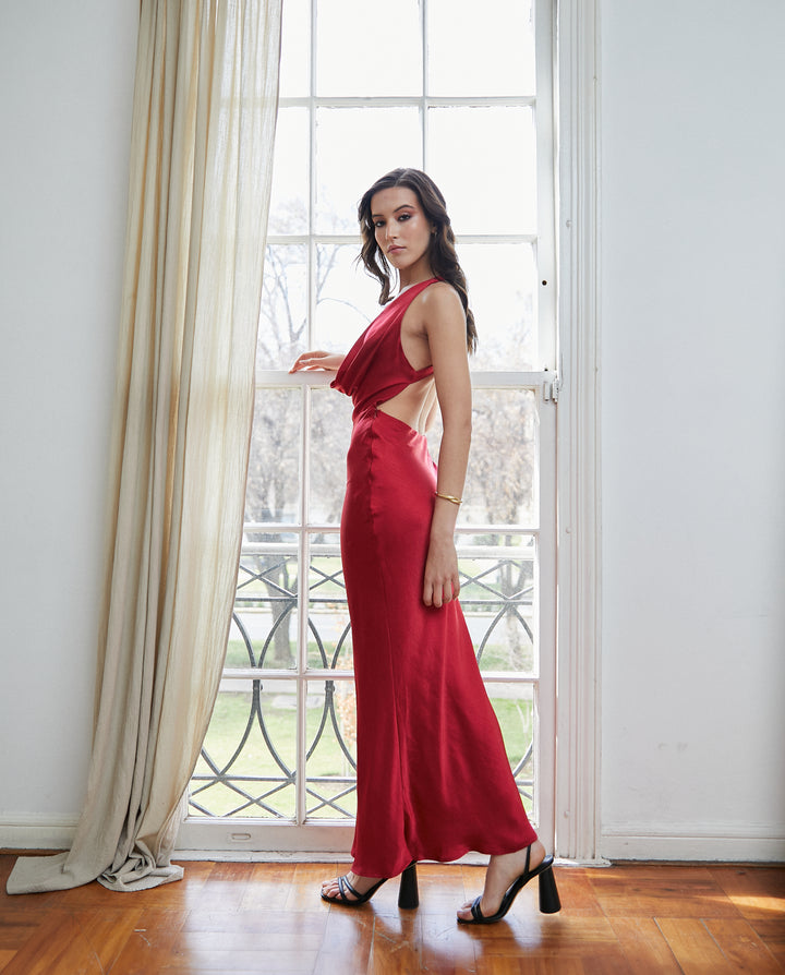 Vestido Largo de Fiesta Tais Rojo Italiano