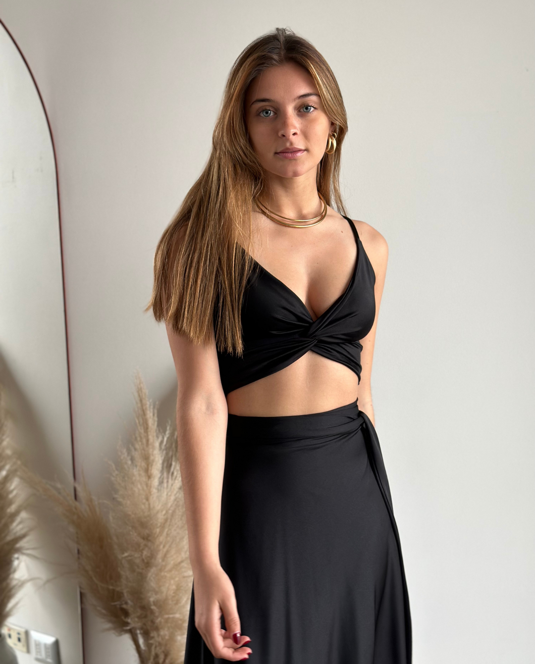 Crop Top Nudo Lycra Dupont Negro