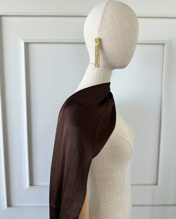 Maxi Pañuelo Antonia de Satín Plisado Chocolate