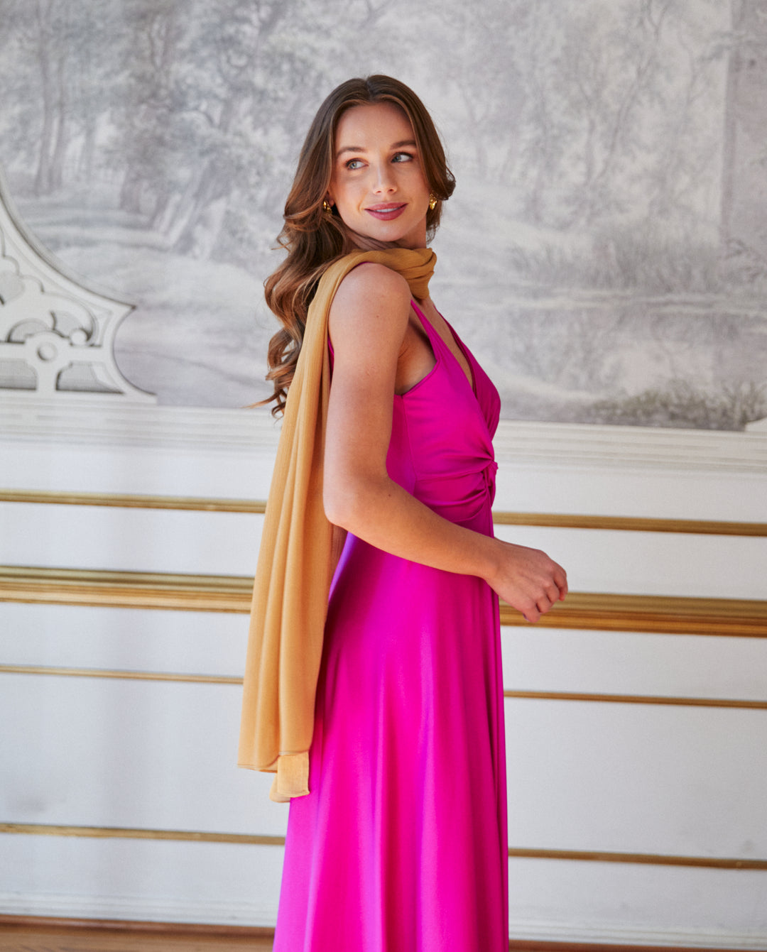 Pañuelo Antonia Satín Plisado Dorado