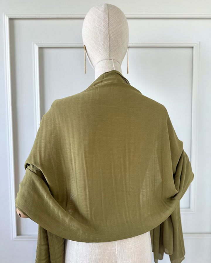 Maxi Pañuelo Antonia de Satín Plisado Verde Oliva