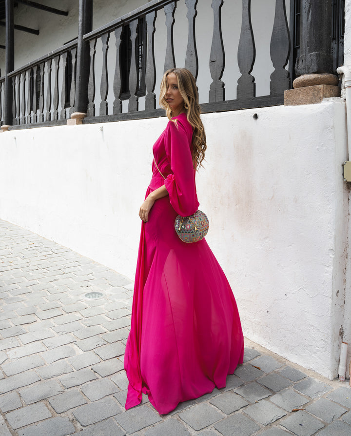 Vestido Largo de Fiesta Naomi Fucsia