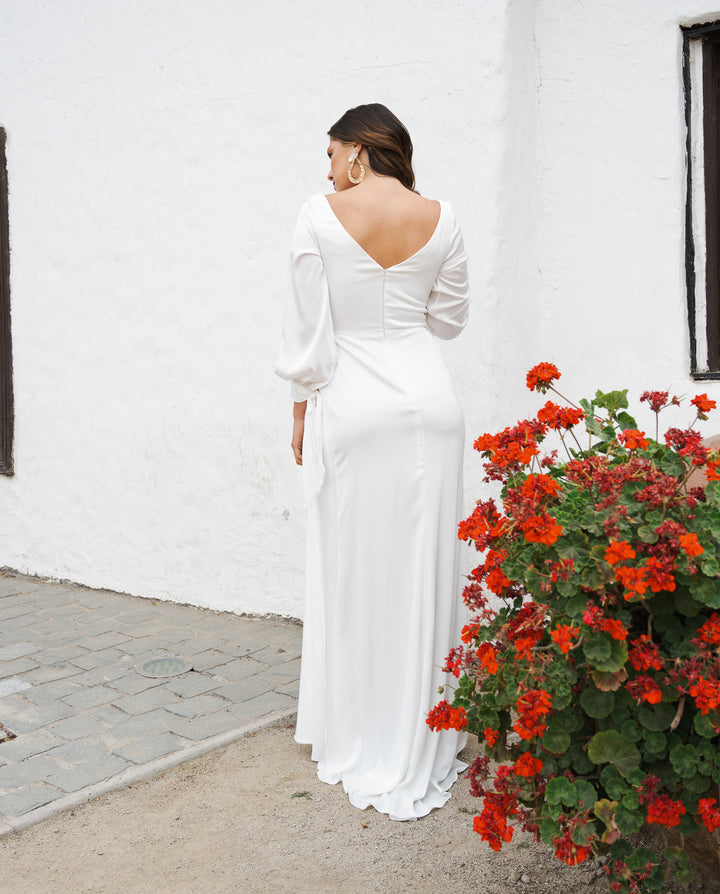 Vestido Largo de Novia Pía Manga Larga