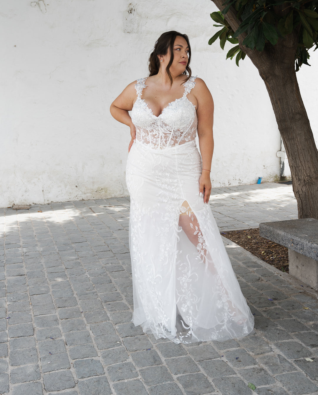 Vestido Largo de Novia Brunela Blanco – MI PLACARD