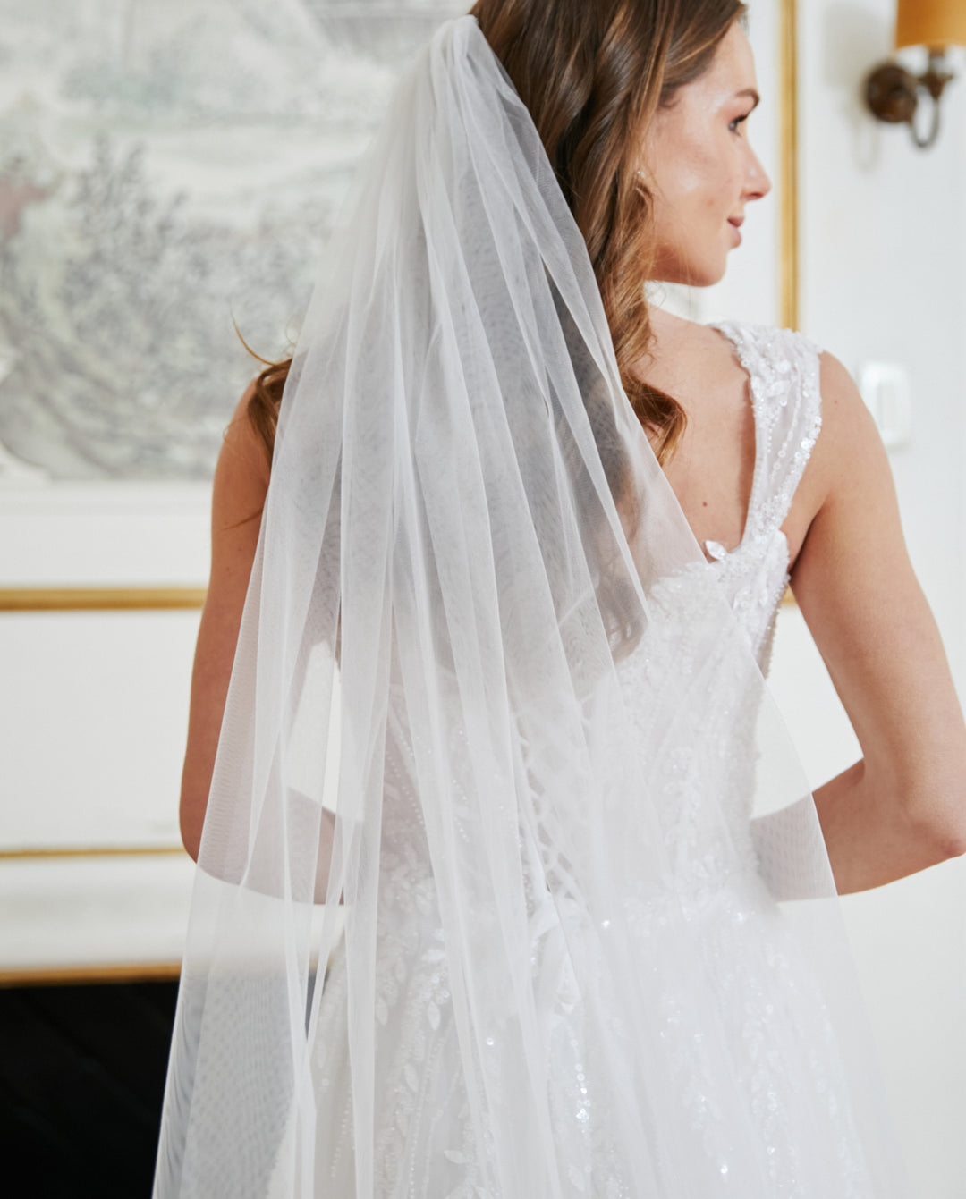 Velo de Novia Elisa Encajes 3 Metros Ivory