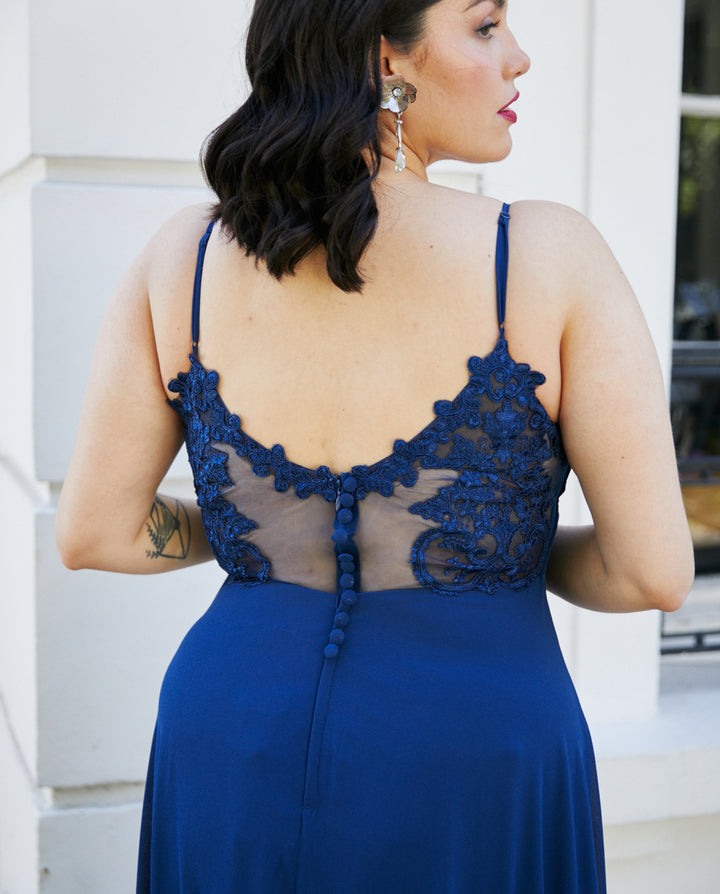 Vestido Largo de Fiesta Aria Azul Oscuro