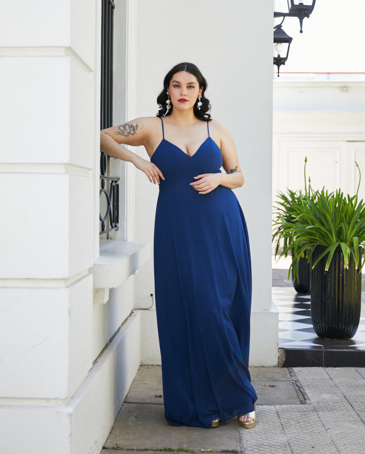 Vestido Largo de Fiesta Aria Azul Oscuro