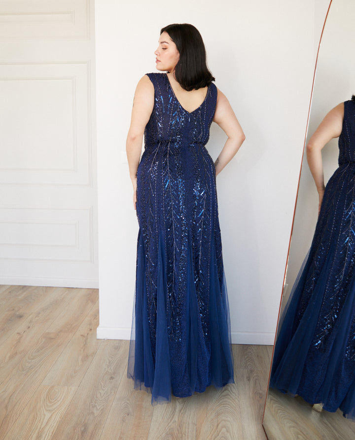Vestido Largo de Fiesta Burgos Azul
