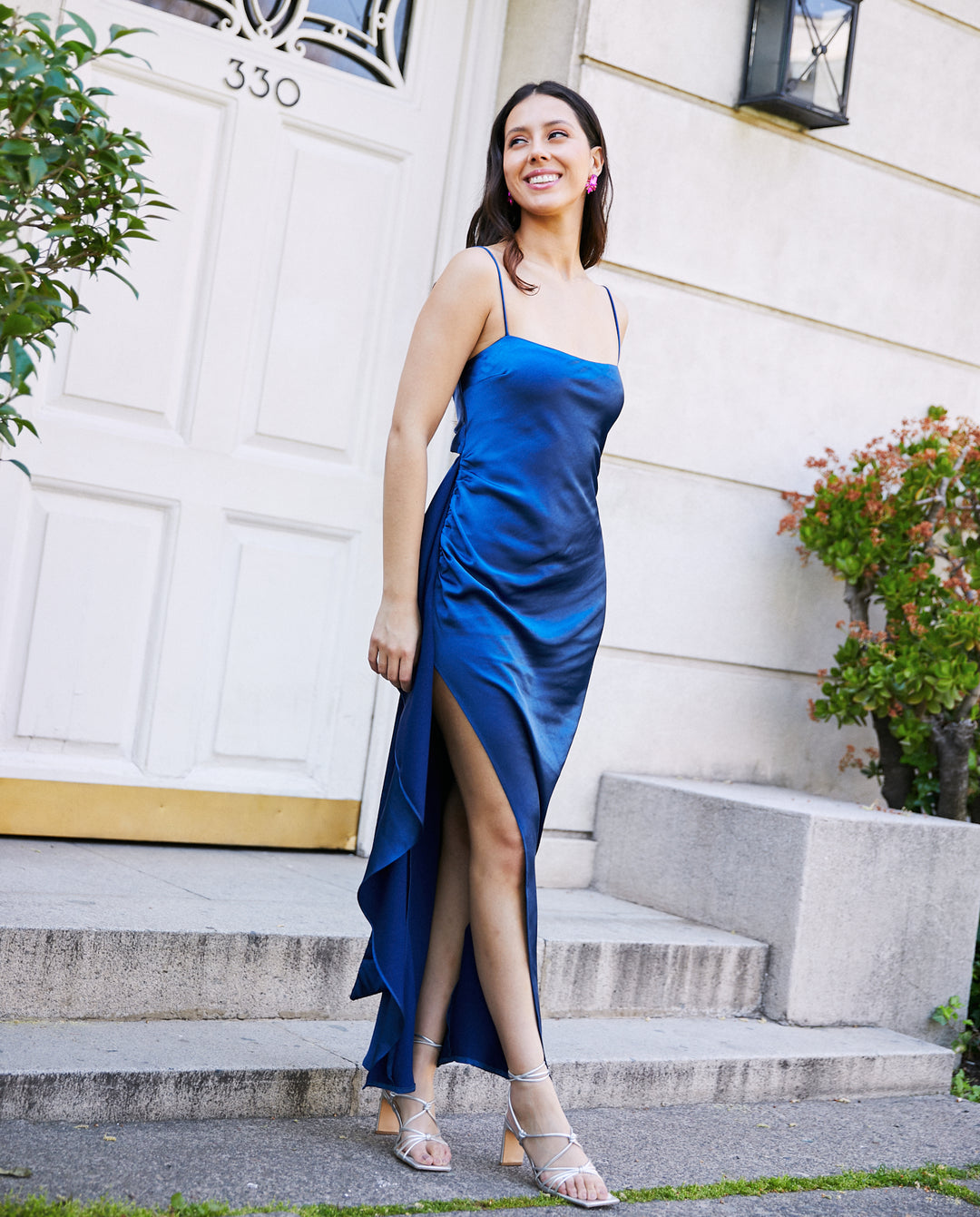 Vestido Largo de Fiesta Camille Vuelos Azul