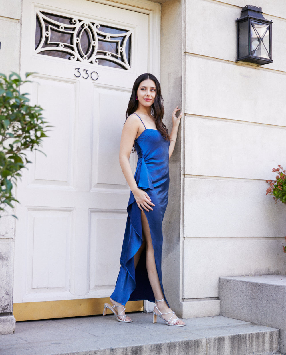 Vestido Largo de Fiesta Camille Vuelos Azul