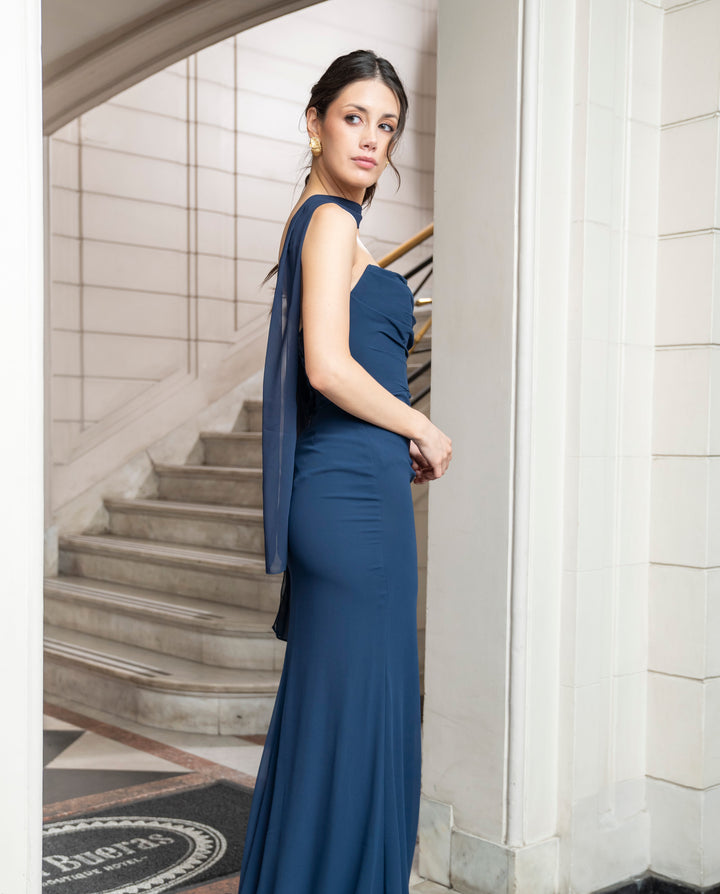 Vestido Largo de Fiesta Cloe Azul Oscuro