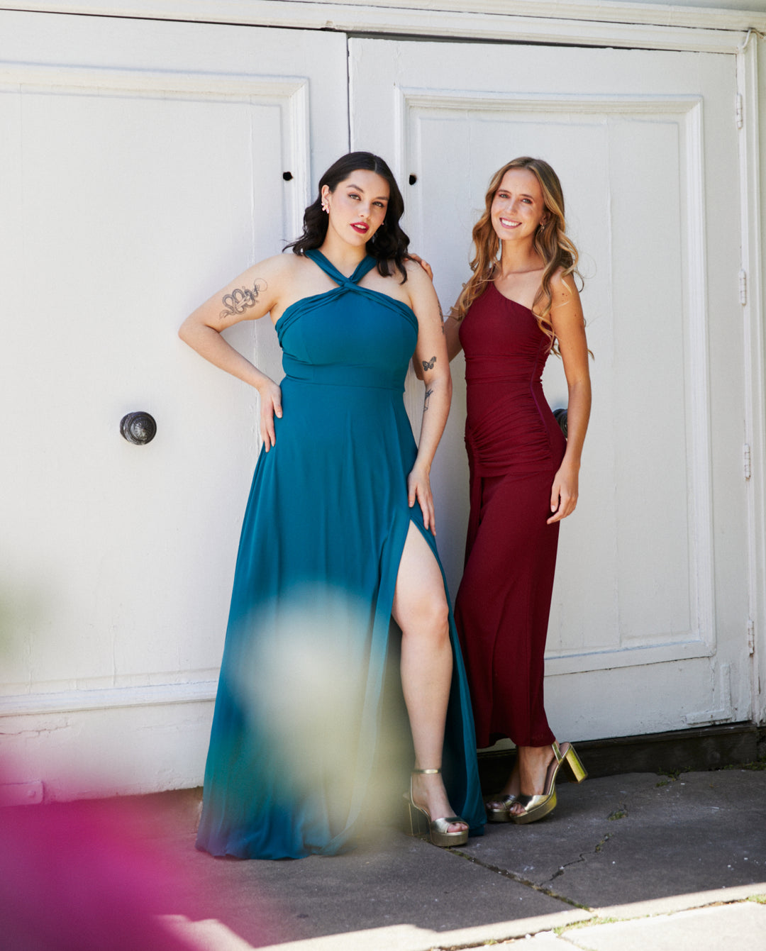 Vestido Largo de Fiesta Elisa Halter Turquesa Oscuro