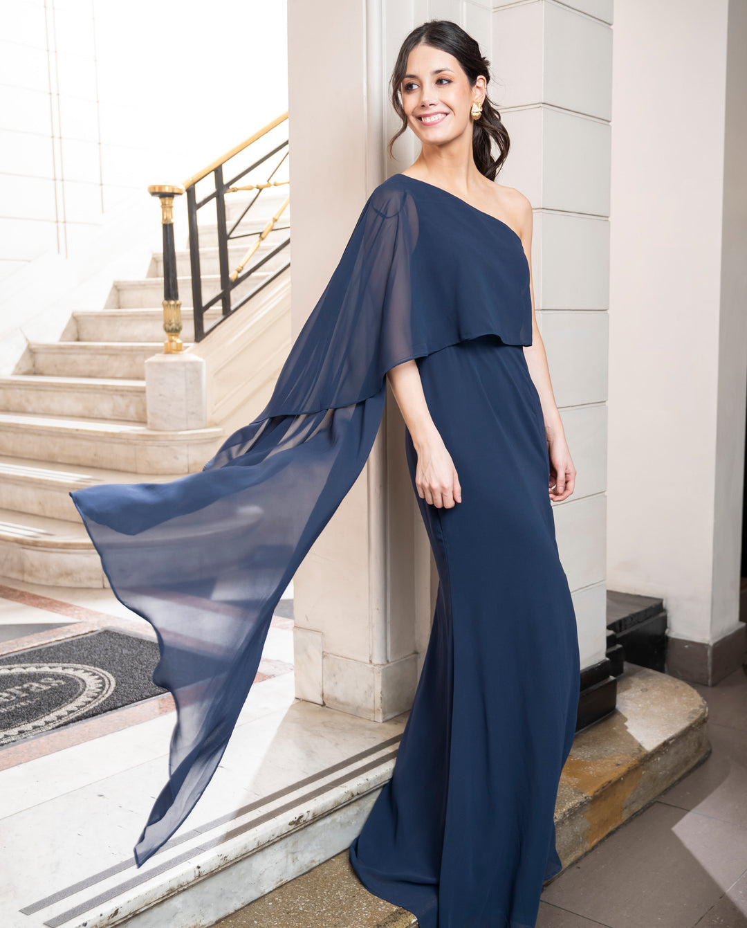 Vestido Largo de Fiesta Ester Azul Oscuro