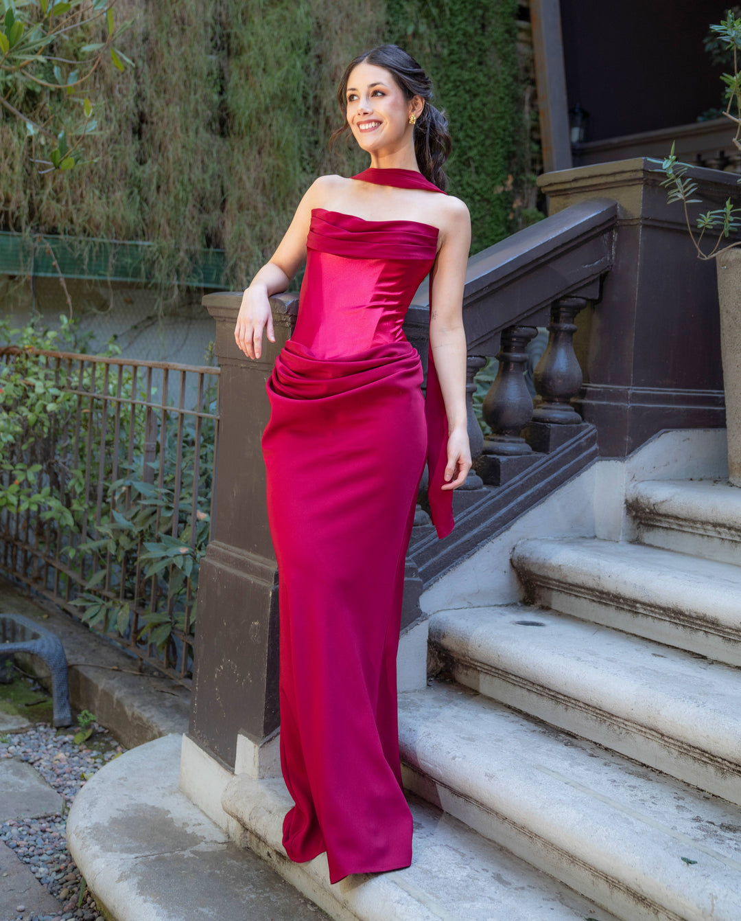 Vestido Largo de Fiesta Jade Burdeo