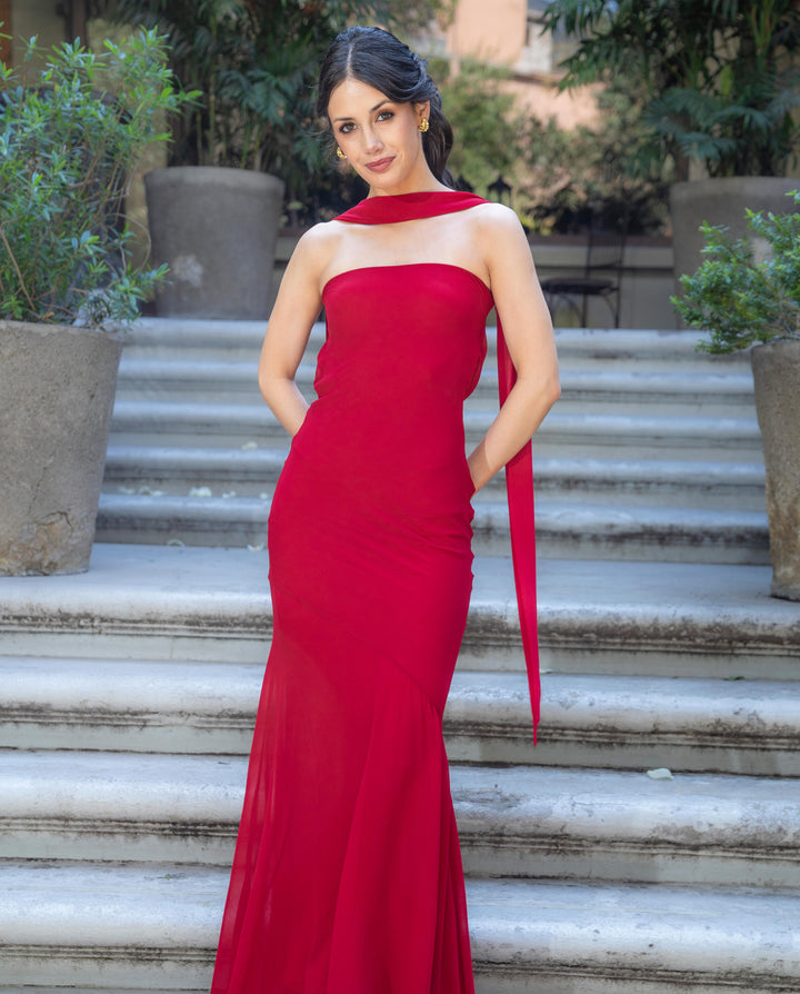 Vestido Largo de Fiesta Livia Rojo