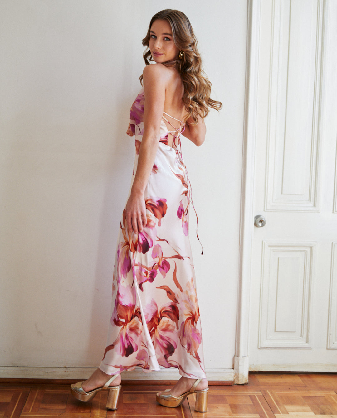 Vestido Largo de Fiesta Loreta Fondo Rosado