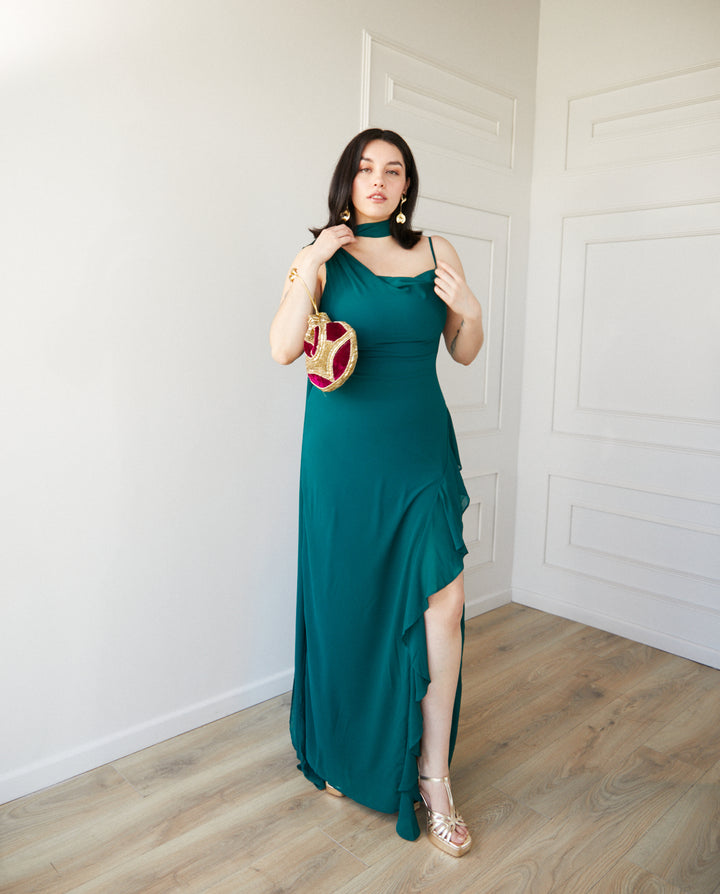 Vestido Largo de Fiesta Maia Verde Oscuro