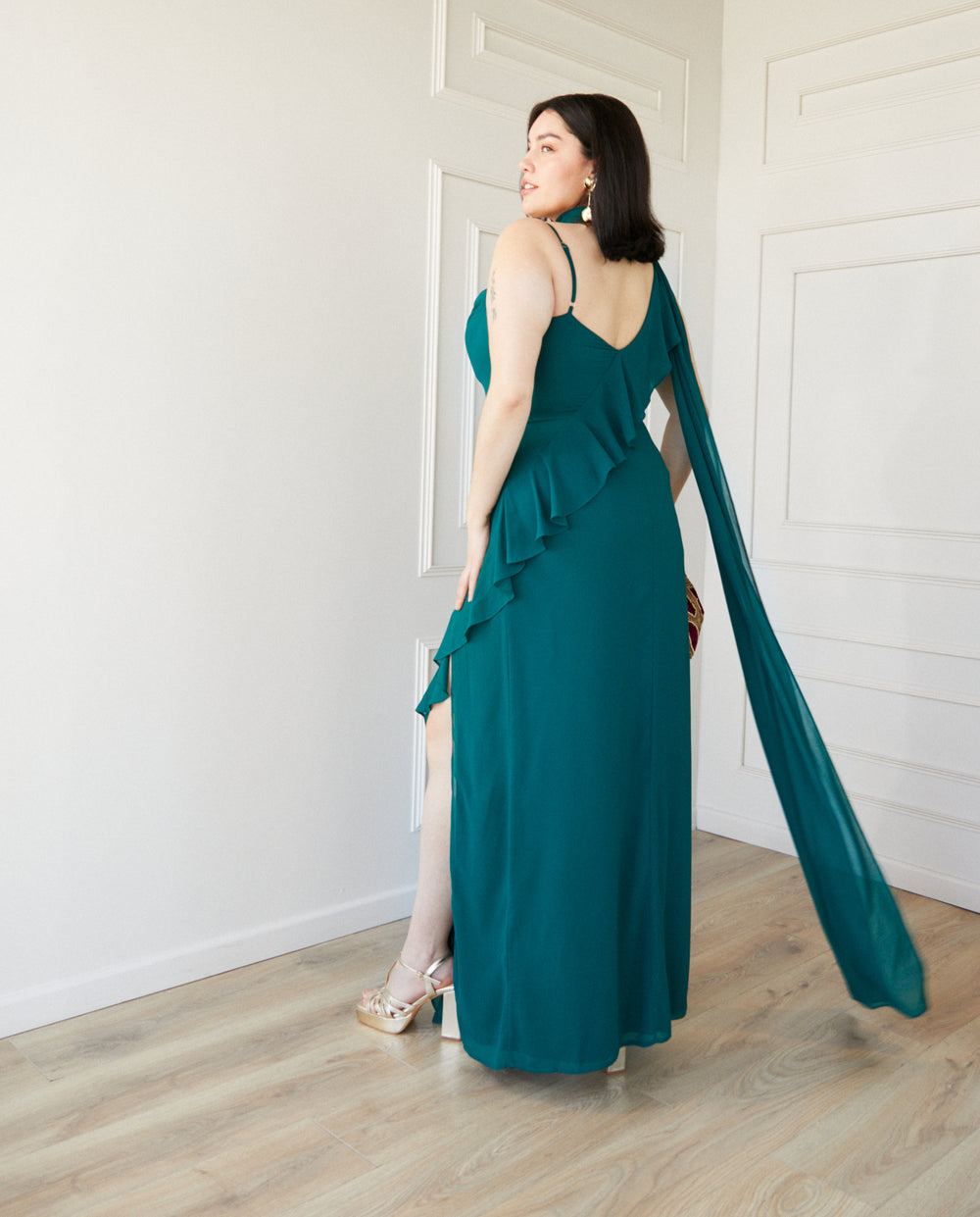 Vestido Largo de Fiesta Maia Verde Oscuro