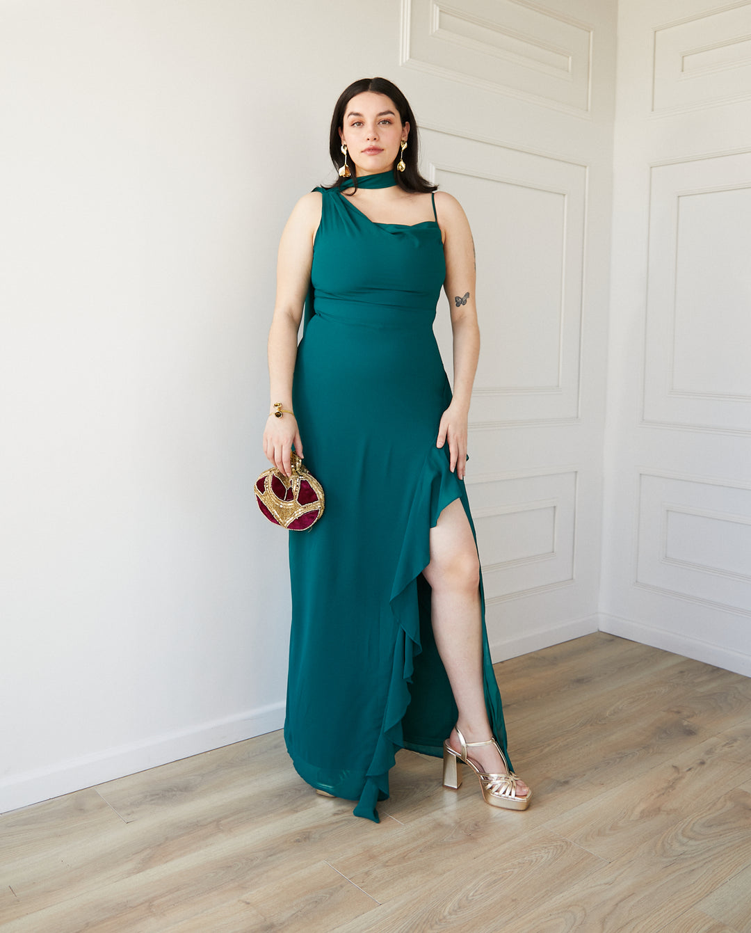 Vestido Largo de Fiesta Maia Verde Oscuro