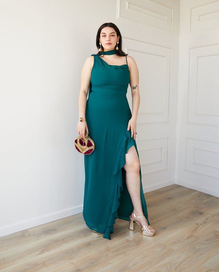 Vestido Largo de Fiesta Maia Verde Oscuro