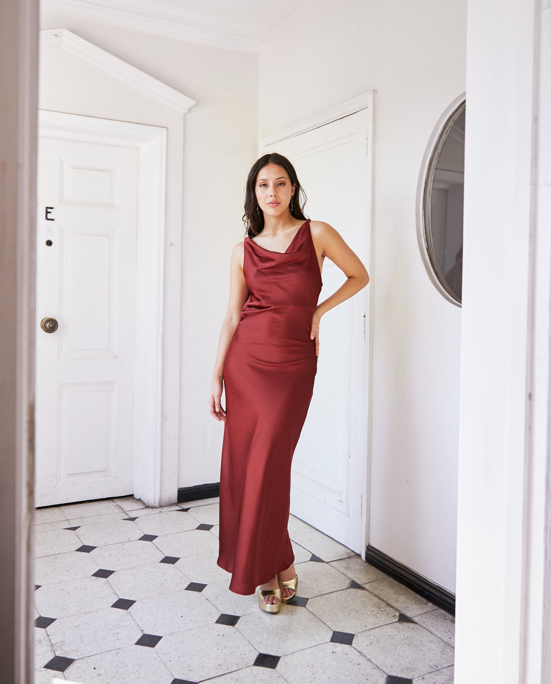 Vestido Largo de Fiesta Montserrat Canela Oscuro