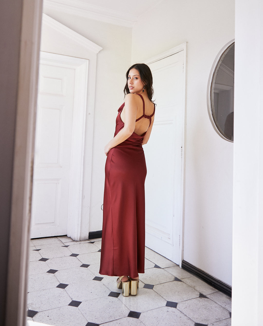 Vestido Largo de Fiesta Montserrat Canela Oscuro