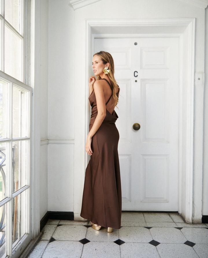 Vestido Largo de Fiesta Montserrat Chocolate