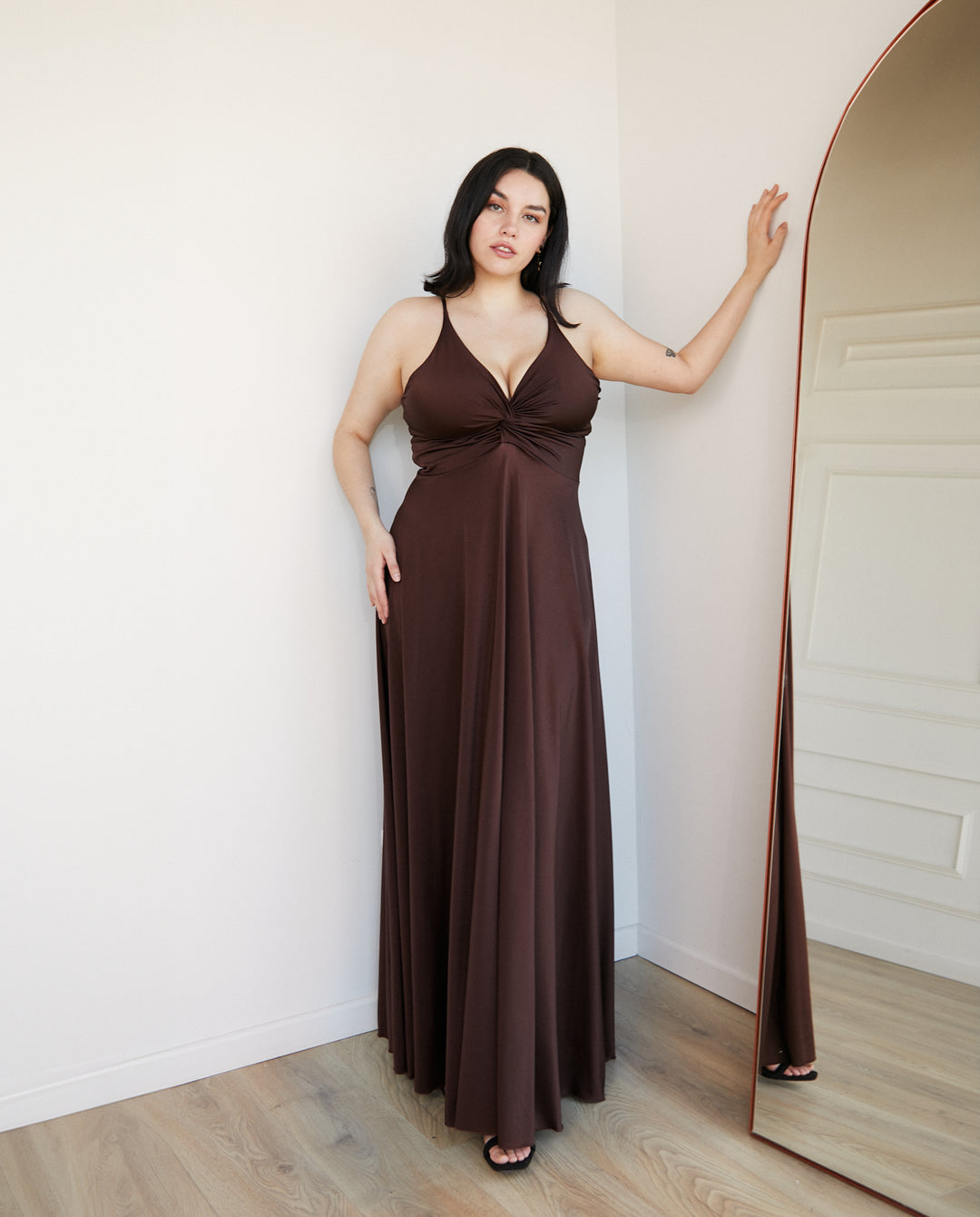 Vestido Largo de Fiesta Nudo Chocolate