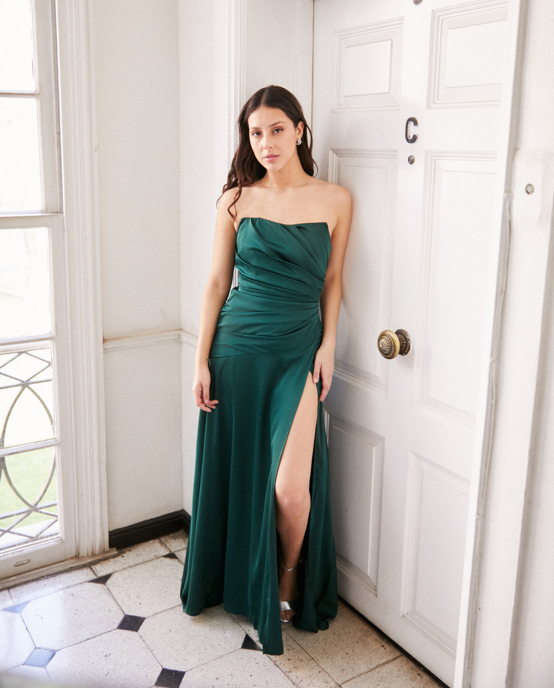 Vestido Largo de Fiesta Rafaella Verde Oscuro