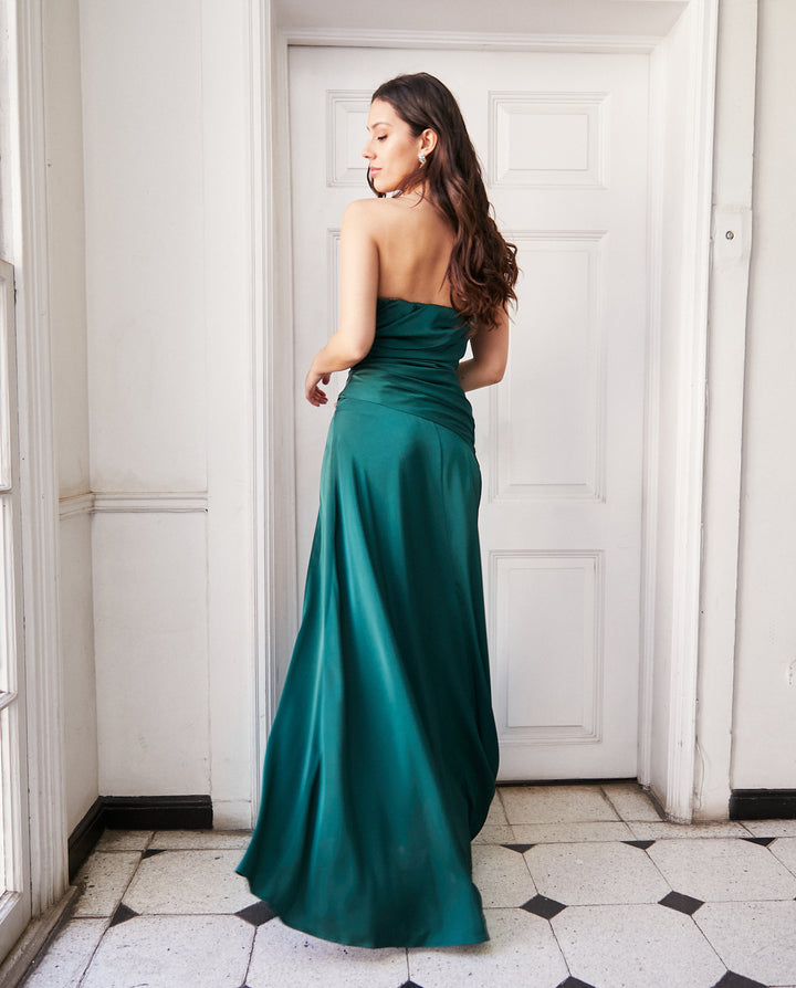 Vestido Largo de Fiesta Rafaella Verde Oscuro