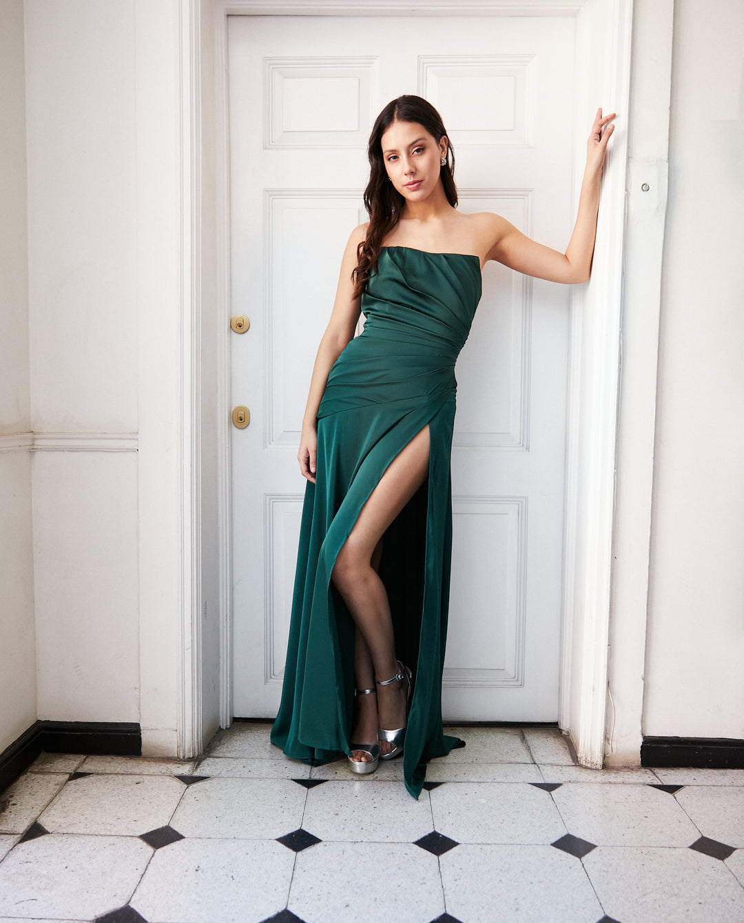 Vestido Largo de Fiesta Rafaella Verde Oscuro