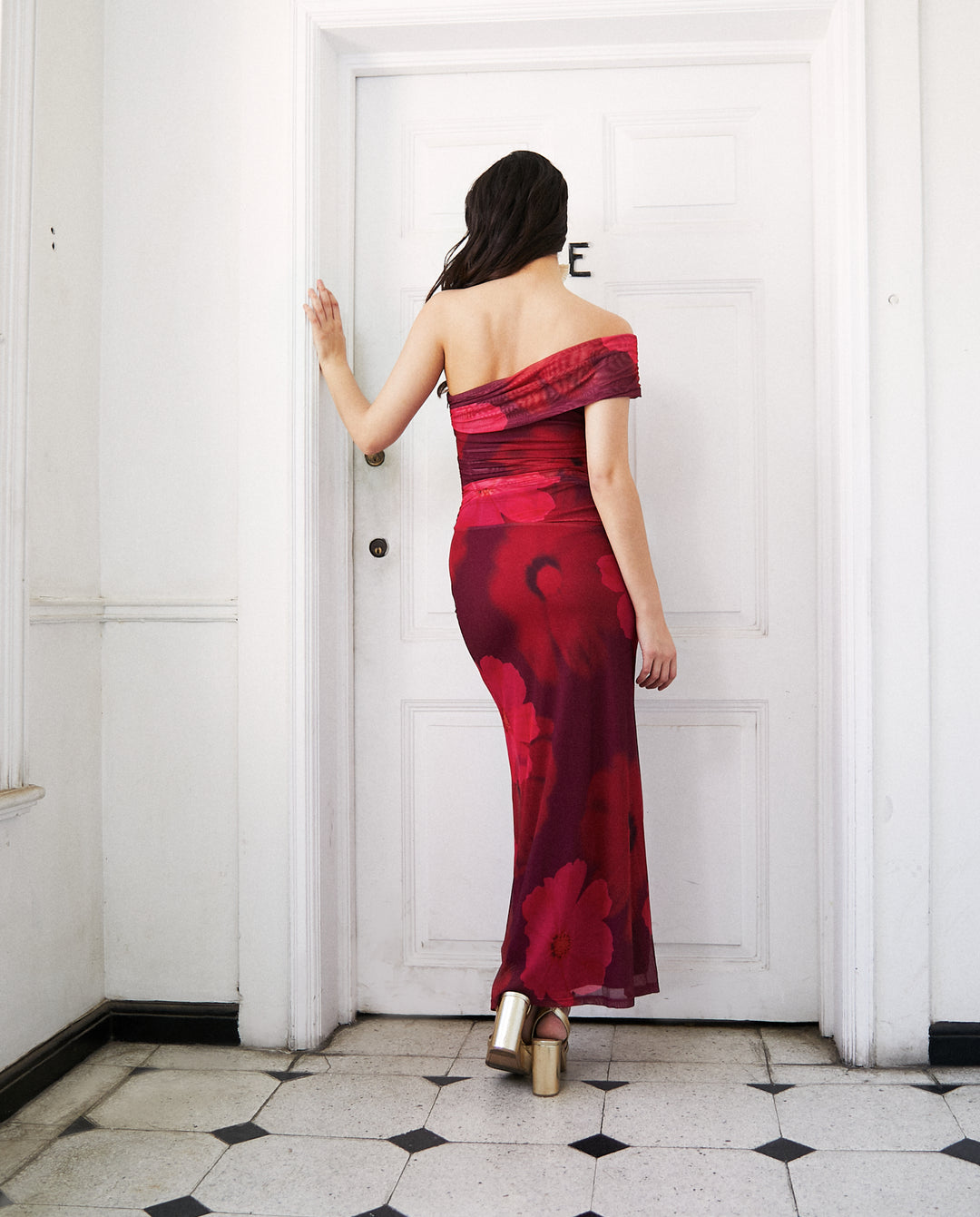 Vestido Largo de Fiesta Segovia Fondo Burdeo