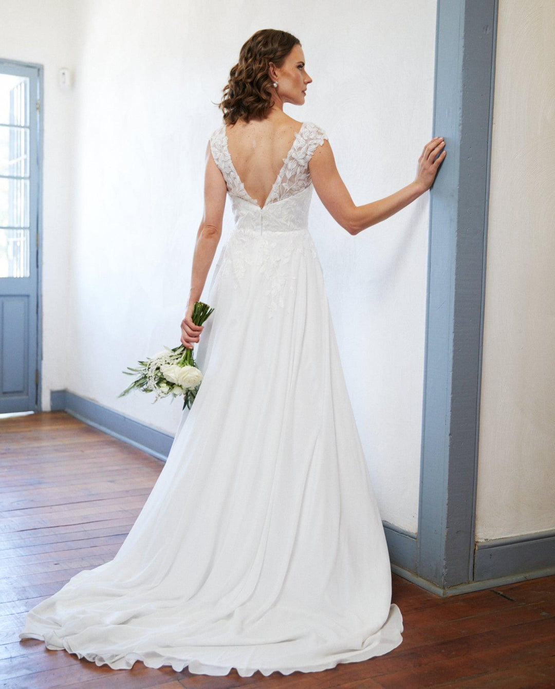 Vestido Largo de Novia Aura Gasa Ivory