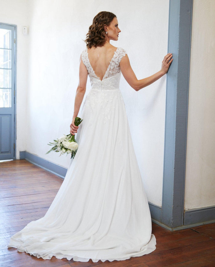 Vestido Largo de Novia Aura Gasa Ivory