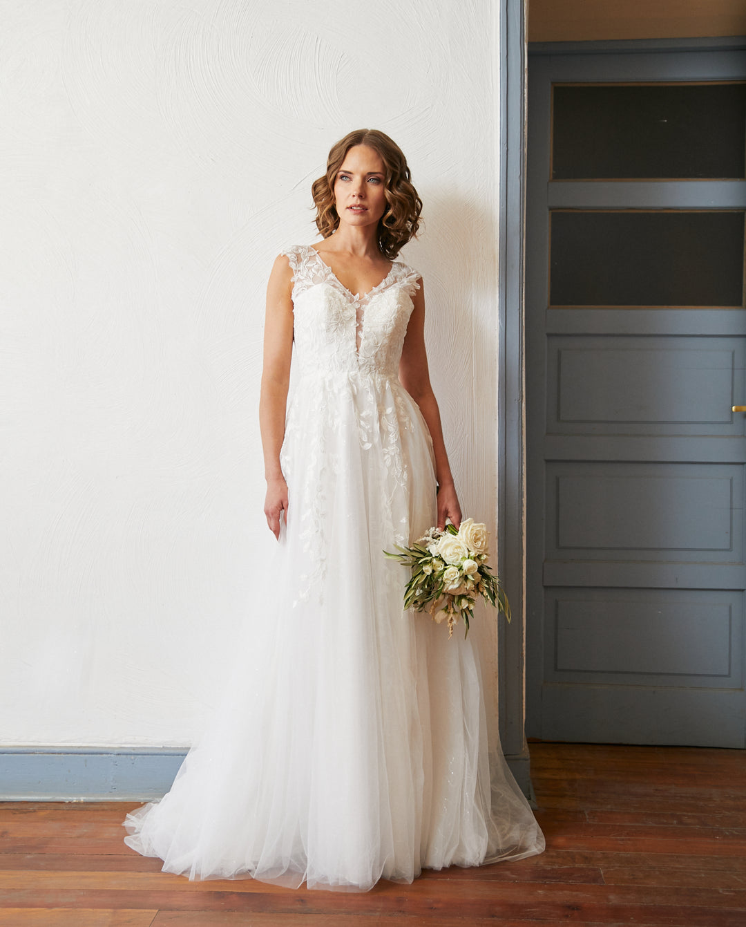 Vestido Largo de Novia Aura Tul Ivory